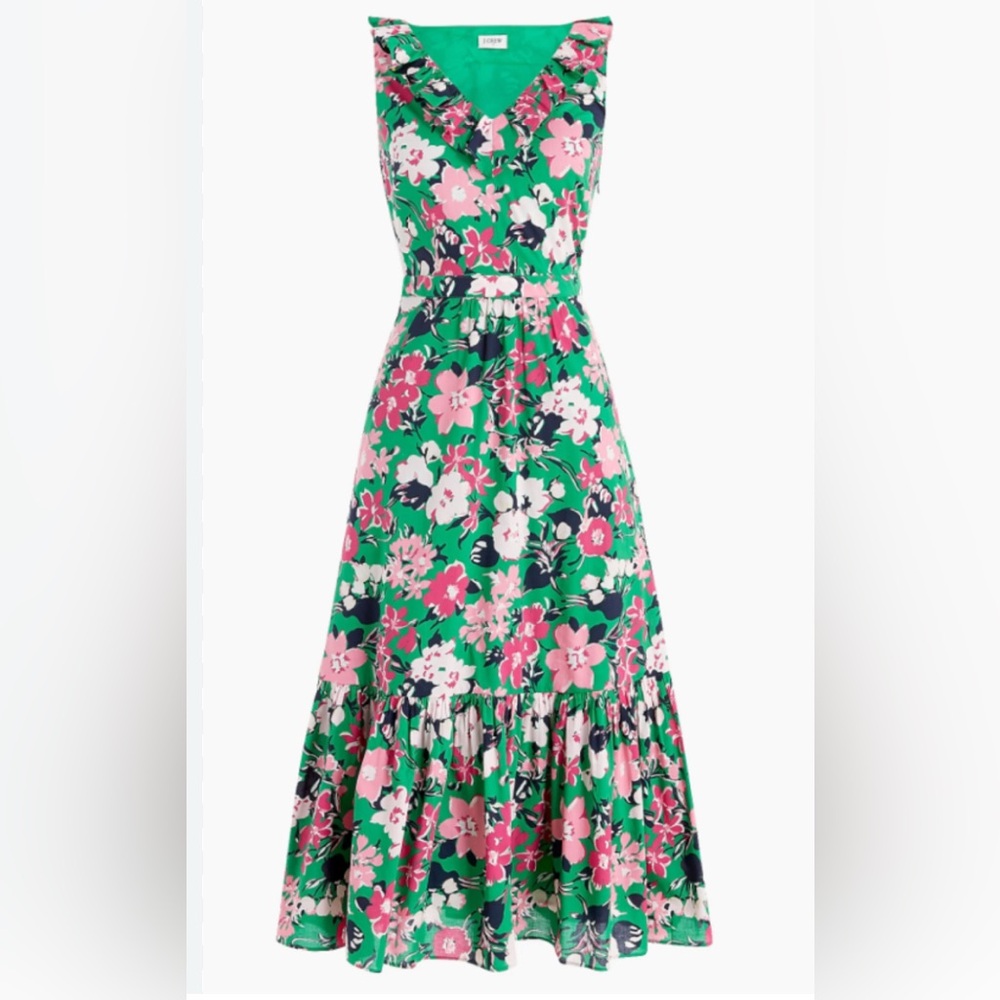 J. Crew Vibrant Floral Maxi Dress in Green and Pink